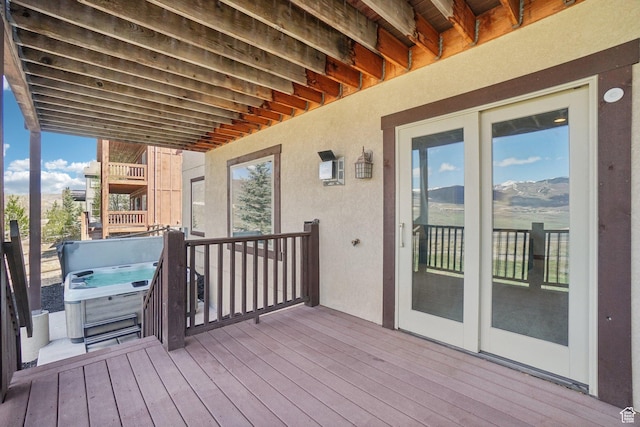 12221 Ross Creek Dr Unit 137, Kamas, UT 84036 - deck featuring a hot tub and a mountain view