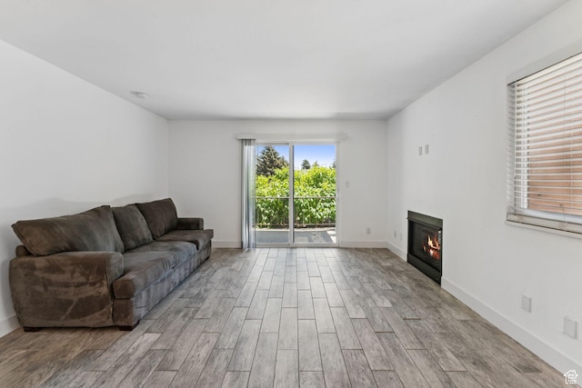 2025 Canyons Resort Dr Unit D4, Park City, UT 84098 - living room with wood finished floors and a glass covered fireplace