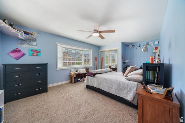 384 N Cottage Creek Ct W, Midway, UT 84049 - carpeted bedroom with a closet, baseboards, and a ceiling fan