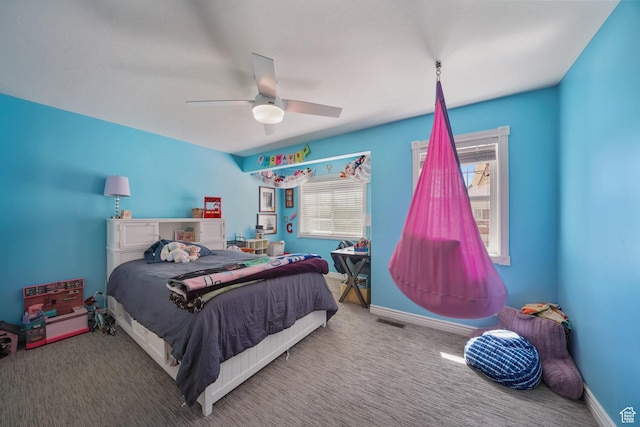384 N Cottage Creek Ct W, Midway, UT 84049 - carpeted bedroom featuring baseboards, a ceiling fan, and visible vents