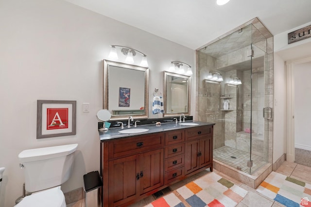 384 N Cottage Creek Ct W, Midway, UT 84049 - full bathroom with a sink, double vanity, and a stall shower