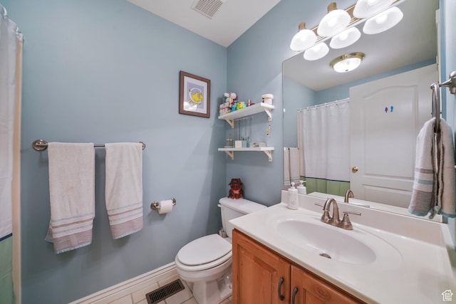 384 N Cottage Creek Ct W, Midway, UT 84049 - full bathroom featuring vanity, toilet, visible vents, and tile patterned floors