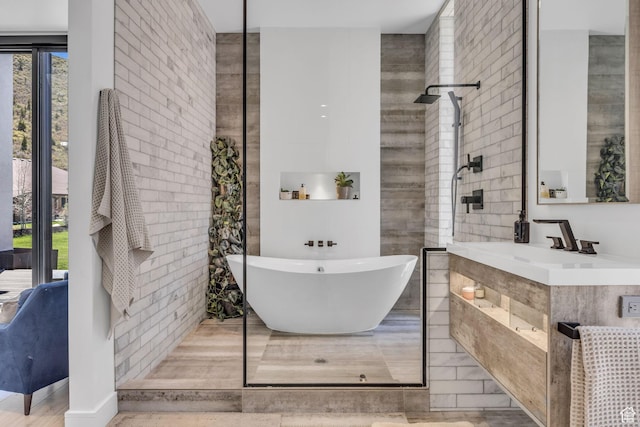 846 E 270 S, Kamas, UT 84036 - bathroom with a walk in shower, a freestanding bath, and vanity