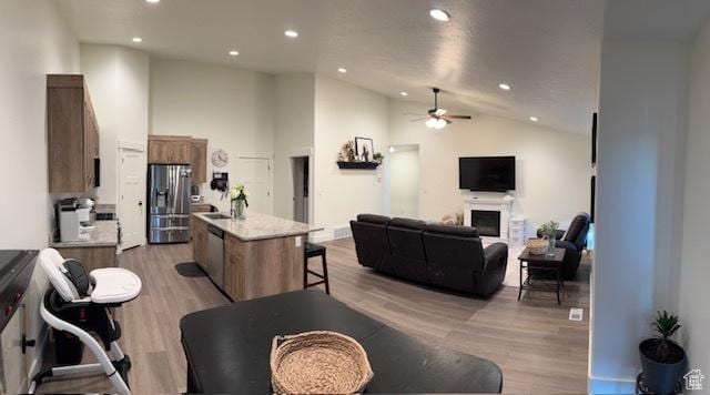 88 E 970 N, Santaquin, UT 84655 - interior space featuring light wood-type flooring, recessed lighting, and ceiling fan