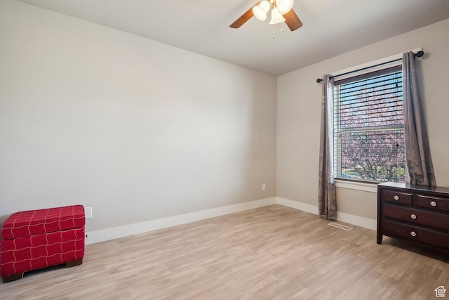 667 S Falkirk Rd Unit 24, Heber City, UT 84032 - spare room featuring baseboards, ceiling fan, visible vents, and light wood-type flooring