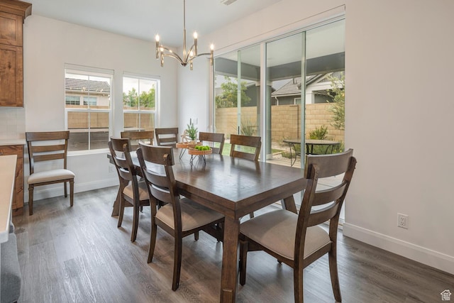 5740 Cardinal Wing Dr Unit 17, St George, UT 84790 - dining room featuring a chandelier, baseboards, visible vents, and wood finished floors