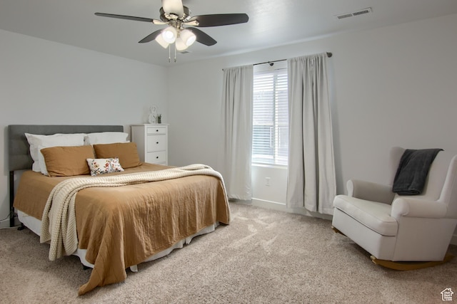 452 S Highpoint Dr, Saratoga Springs, UT 84045 - bedroom featuring baseboards, ceiling fan, visible vents, and light colored carpet