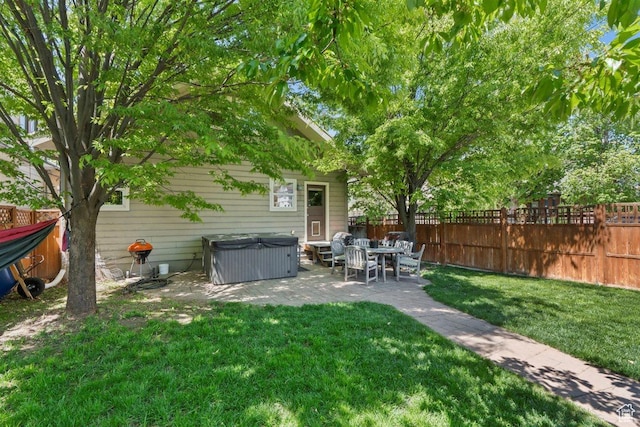 1159 S Windsor St, Salt Lake City, UT 84105 - view of yard with a patio, a hot tub, and a fenced backyard
