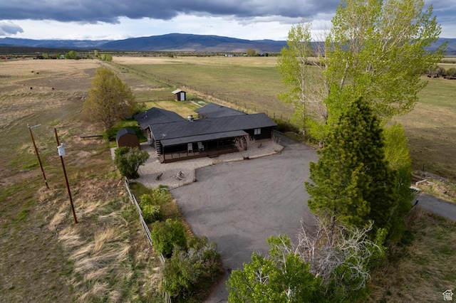 overview of rural landscape featuring a mountain backdrop