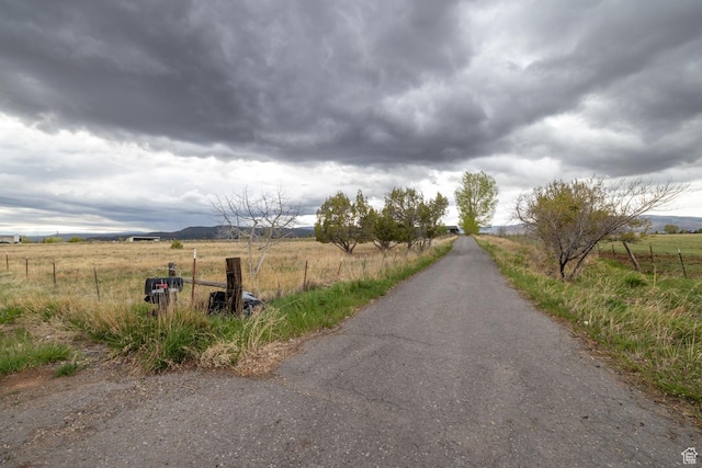 view of street with a rural view