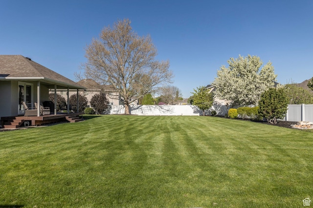 view of yard featuring a fenced backyard