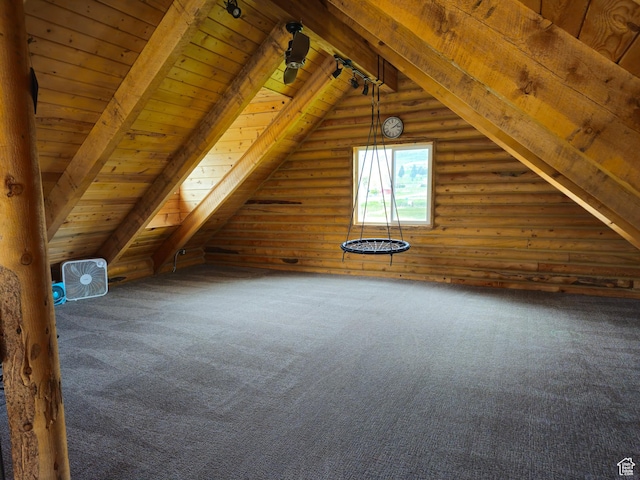 50 E 200 S, Saint Charles, ID 83272 - additional living space featuring wooden ceiling, carpet flooring, and rustic walls