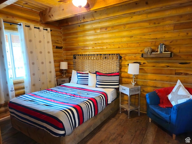 50 E 200 S, Saint Charles, ID 83272 - bedroom with log walls, hardwood / wood-style flooring, and wood ceiling