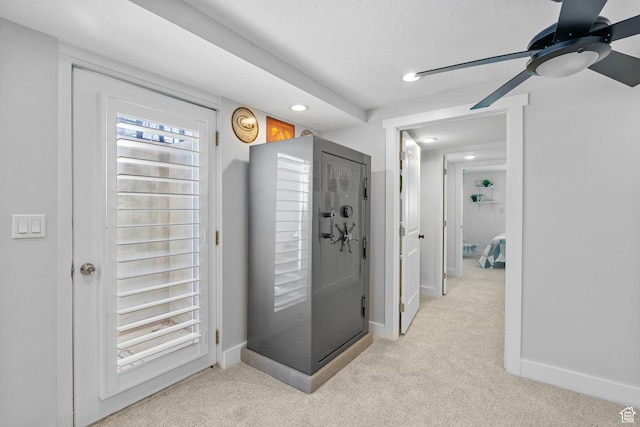 11549 S Equestrian Dr W, South Jordan, UT 84095 - bathroom with carpet, baseboards, a ceiling fan, and recessed lighting