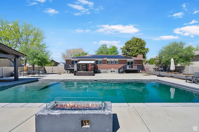 11549 S Equestrian Dr W, South Jordan, UT 84095 - view of pool featuring a fenced backyard, an outdoor fire pit, a patio, and a fenced in pool