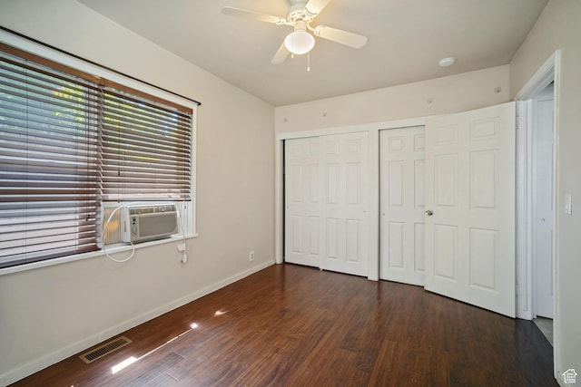370 E Scott Ave, South Salt Lake, UT 84115 - unfurnished bedroom with a closet, wood finished floors, visible vents, cooling unit, and baseboards