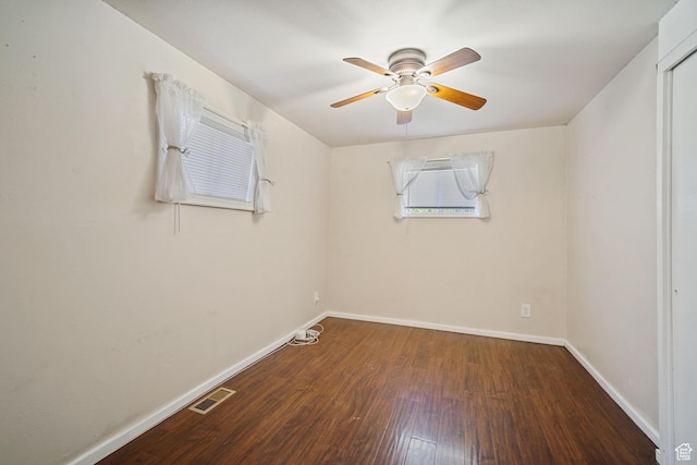 370 E Scott Ave, South Salt Lake, UT 84115 - spare room with baseboards, ceiling fan, visible vents, and wood finished floors