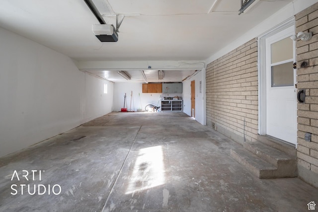 garage with a garage door opener