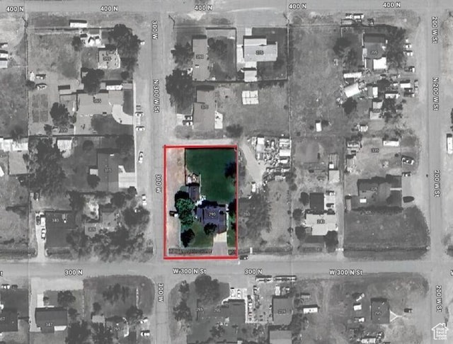 290 W 300 N, Beaver, UT 84713 - aerial view of property and surrounding area featuring property boundaries highlighted