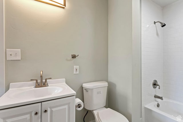 full bathroom with vanity, toilet, and tub / shower combination