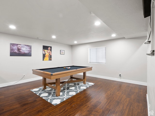 1827 W Burke Ln, Farmington, UT 84025 - recreation room with baseboards, pool table, recessed lighting, and dark wood-type flooring
