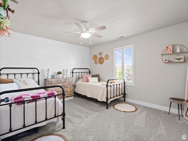 1827 W Burke Ln, Farmington, UT 84025 - bedroom featuring ceiling fan, carpet floors, baseboards, and visible vents