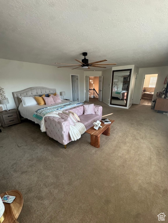2247 Country Oaks Dr, Layton, UT 84040 - bedroom featuring carpet, a textured ceiling, and a ceiling fan