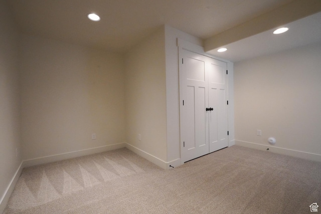 235 E Caracara St S, Saratoga Springs, UT 84043 - interior space with baseboards, light carpet, and recessed lighting