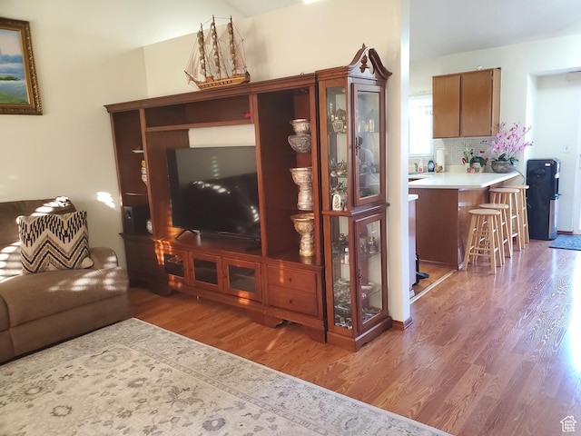 living area with wood finished floors