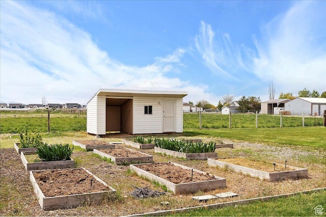 3035 N 2575 W, Farr West, UT 84404 - view of shed featuring fence and a vegetable garden