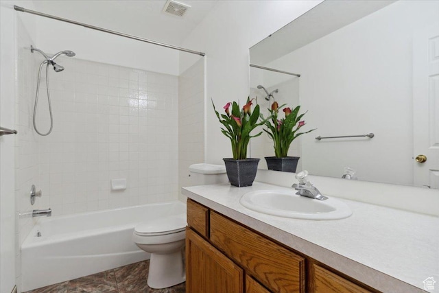 3035 N 2575 W, Farr West, UT 84404 - full bathroom with toilet, visible vents, vanity, and shower / bath combination