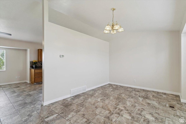 3035 N 2575 W, Farr West, UT 84404 - unfurnished room featuring a chandelier, baseboards, and visible vents