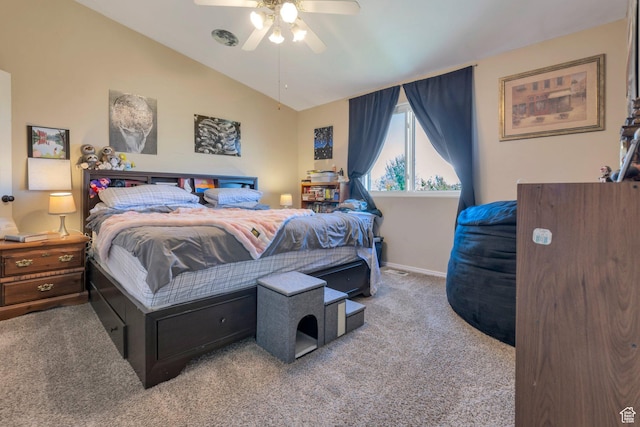 7947 S Linton Dr W, West Jordan, UT 84088 - carpeted bedroom with ceiling fan, lofted ceiling, and baseboards
