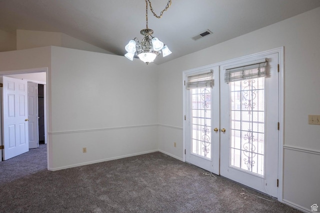 1090 E 700 S Unit 16, St George, UT 84790 - interior space with an inviting chandelier, visible vents, french doors, and carpet floors