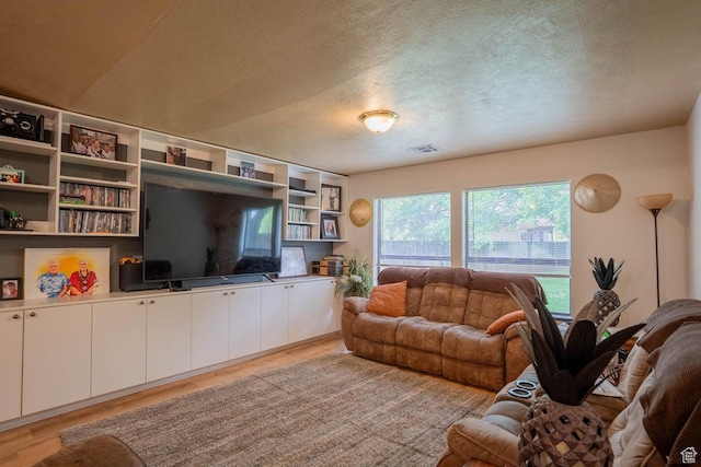 944 Gardenia Cir, St George, UT 84790 - living area with a textured ceiling, visible vents, and light wood-style floors