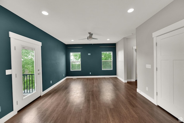94 S Walker Ln, North Salt Lake, UT 84054 - spare room with ceiling fan, dark wood-type flooring, baseboards, and recessed lighting