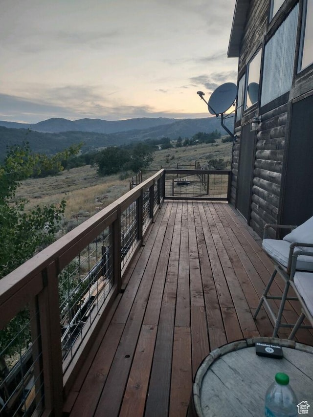 deck with a mountain view