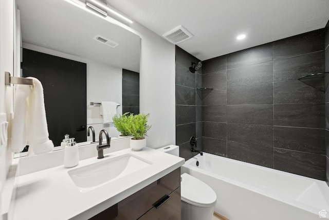 3520 S Westwood Dr E, Millcreek, UT 84109 - full bath featuring vanity, toilet, visible vents, and shower / tub combination