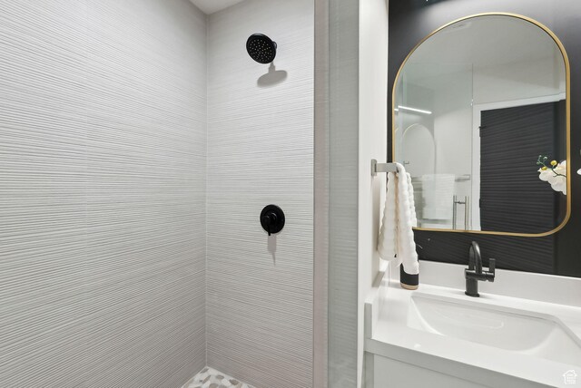 3520 S Westwood Dr E, Millcreek, UT 84109 - bathroom with vanity and tiled shower