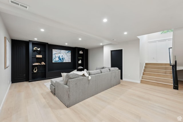 3520 S Westwood Dr E, Millcreek, UT 84109 - home theater featuring baseboards, light wood-type flooring, visible vents, and recessed lighting