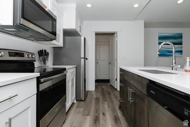 2396 N 150 E, North Logan, UT 84341 - kitchen with a sink, light countertops, light wood-type flooring, and appliances with stainless steel finishes