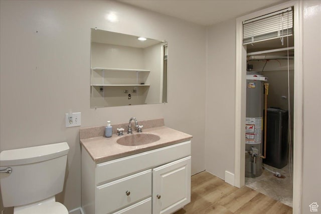 571 N 200 W, Bountiful, UT 84010 - bathroom featuring toilet, vanity, water heater, and wood finished floors