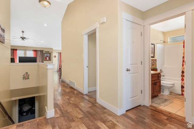 4999 W Tobago Ln, Herriman, UT 84096 - hall with a wealth of natural light, visible vents, and wood finished floors