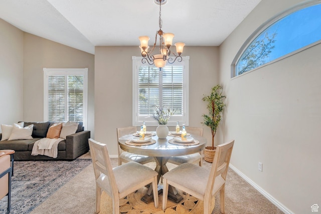 12532 S Blacksmith Ln, Draper, UT 84020 - dining room featuring carpet, a chandelier, and baseboards