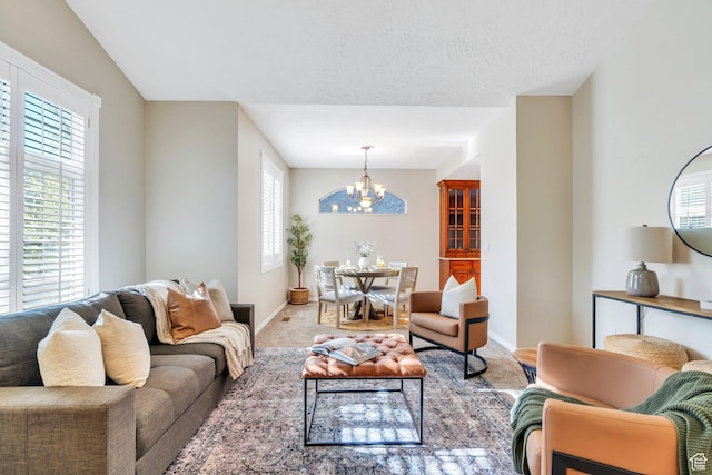12532 S Blacksmith Ln, Draper, UT 84020 - living area featuring an inviting chandelier, carpet flooring, and baseboards