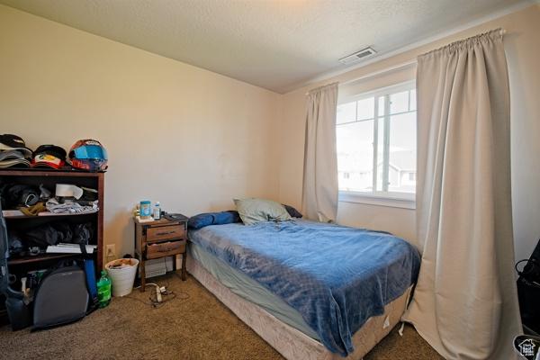 bedroom featuring visible vents and carpet floors