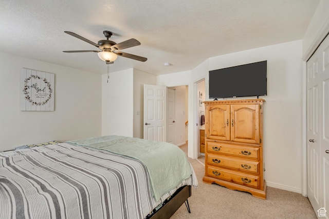 747 N 200 E, Springville, UT 84663 - bedroom featuring light colored carpet, a closet, baseboards, and ceiling fan