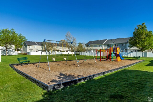 747 N 200 E, Springville, UT 84663 - communal playground with fence, a residential view, and a lawn