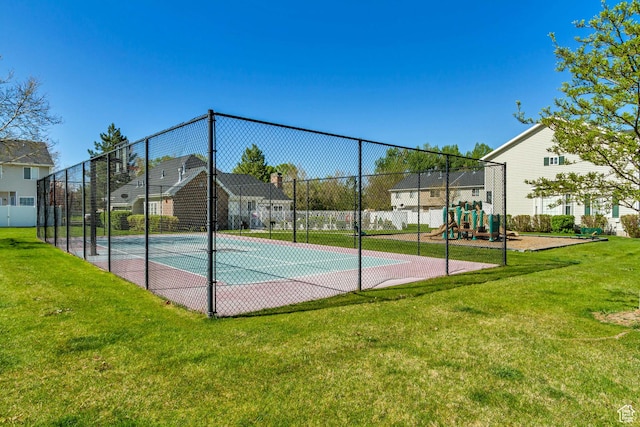747 N 200 E, Springville, UT 84663 - view of basketball court with a yard, a residential view, playground community, and fence