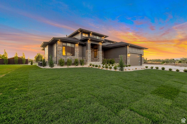 514 S 1450 W, Farmington, UT 84025 - view of front of house featuring stone siding, an attached garage, concrete driveway, and cooling unit